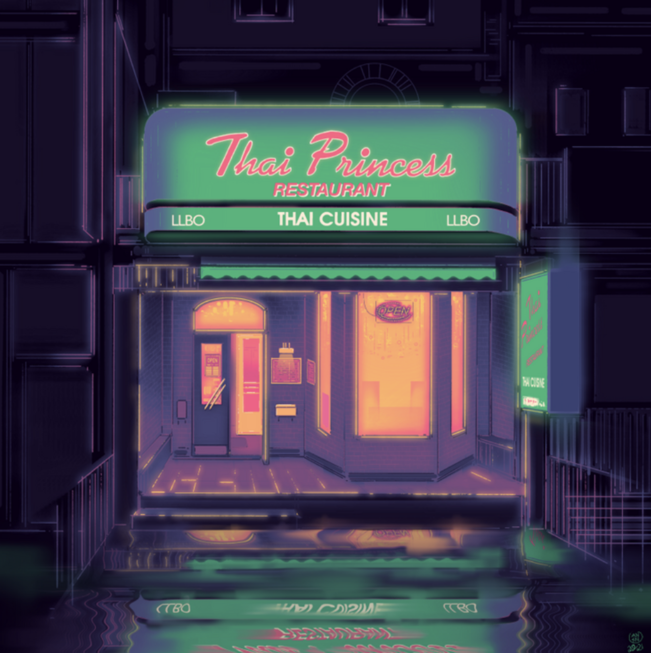 ANSON NG’S PAINTING OF HIS PARENTS’ RESTAURANT “THAI PRINCESS.”